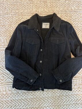 Men's Black Sherpa-Lined Corduroy Jacket